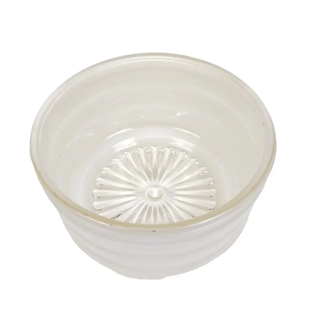 Vintage Ribbed Frosted White Clear Glass Ceiling Light Shade Drum Flush Mount 6